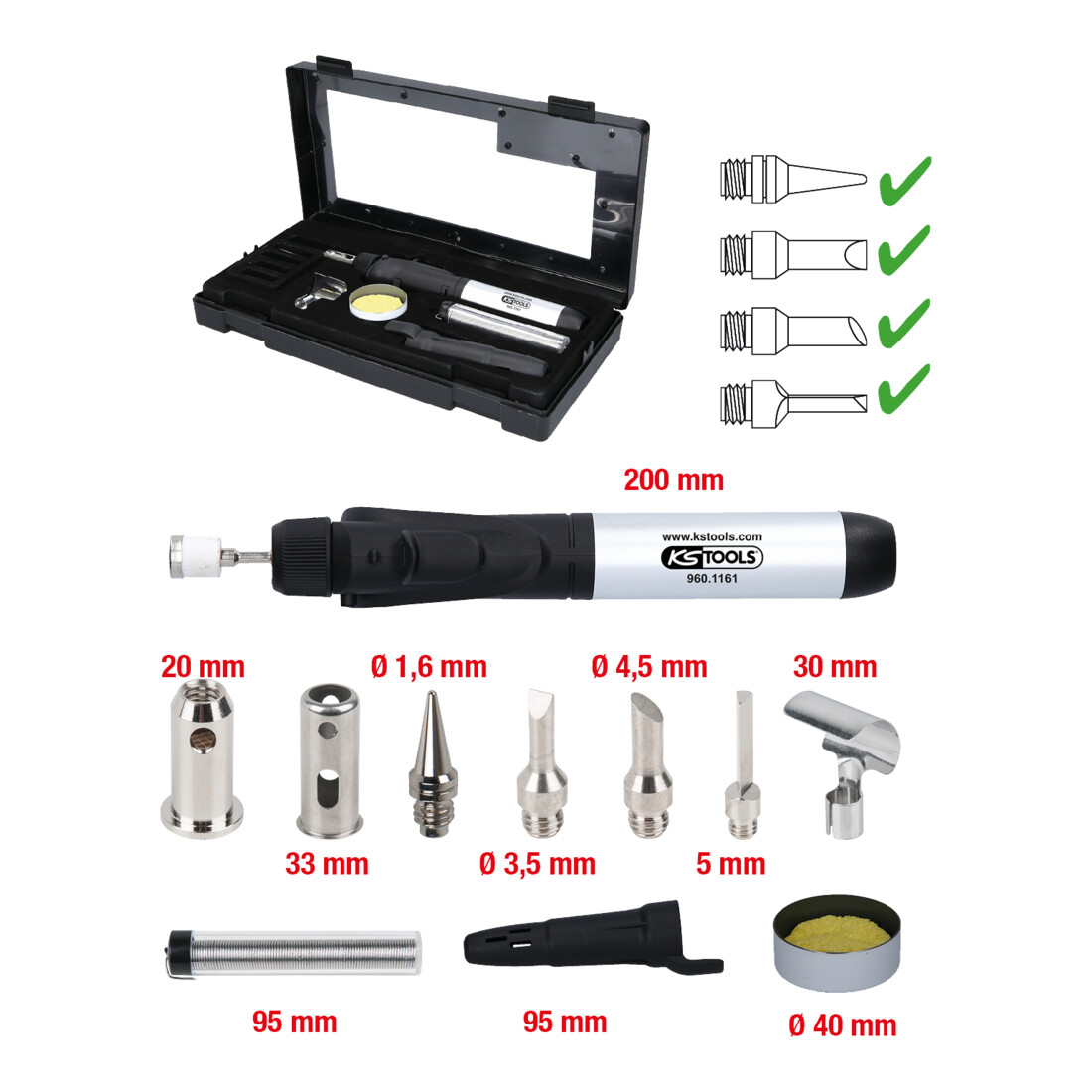 KS TOOLS Micro set de soudure, 11 pcs.