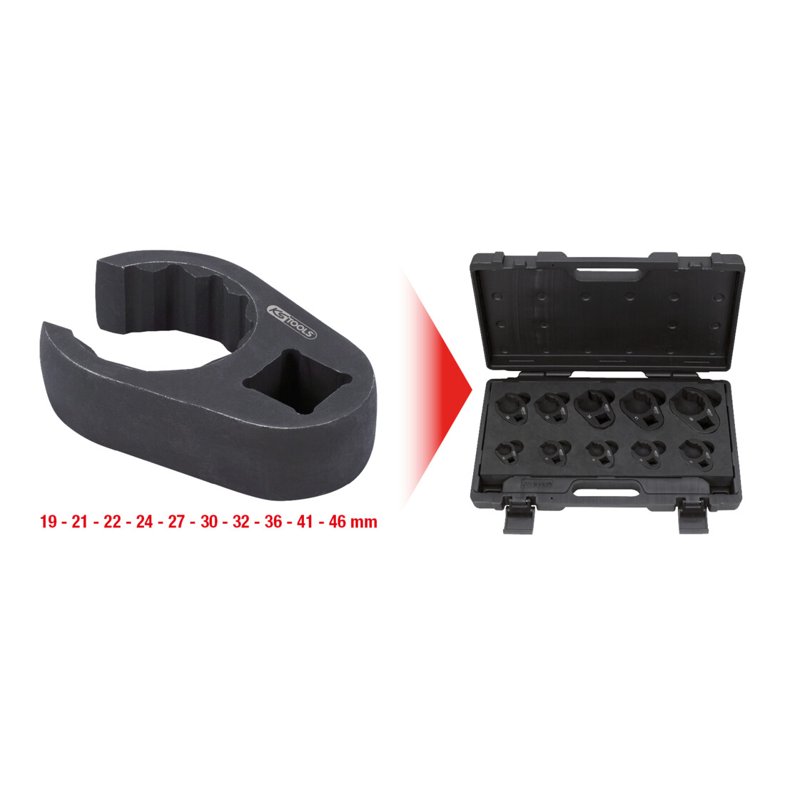 KS TOOLS Jeu de clés à câble , SW 19-46 mm, 10 pièces