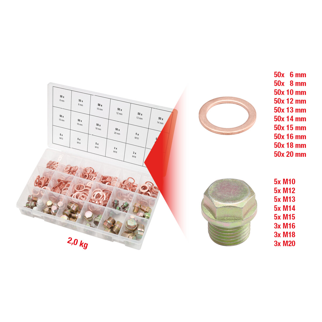 KS TOOLS Assortiment de vis de vidange carter et joint, 534 pcs.