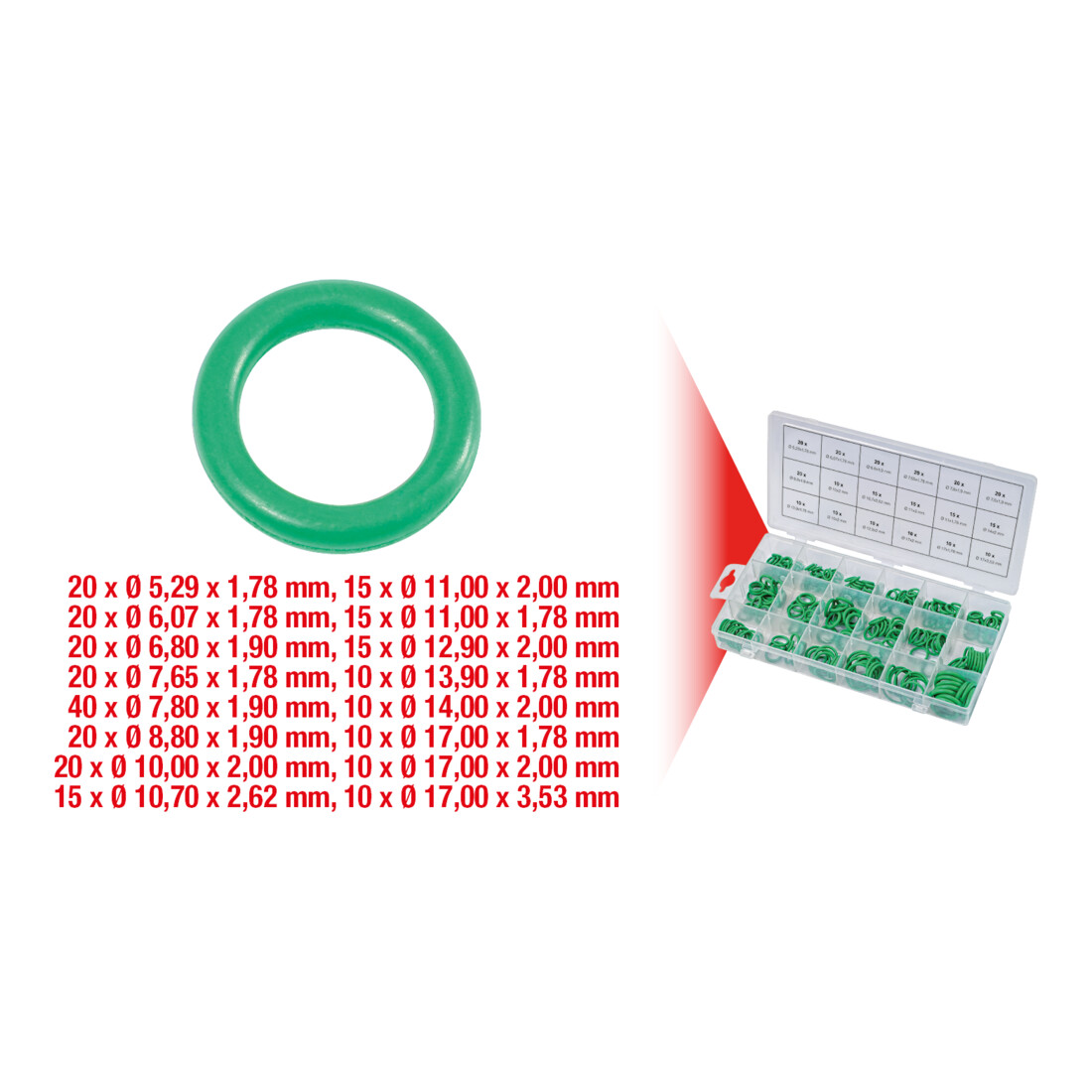 KS TOOLS Assortiment de joints toriques pour climatisation HNBR, 270 pcs.
