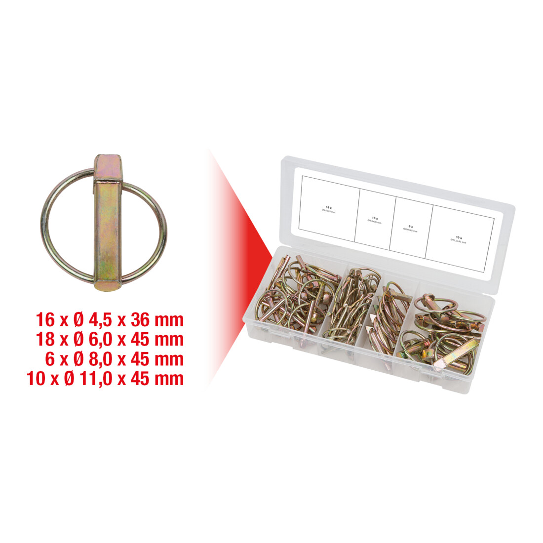 KS TOOLS Assortiment de goupilles clips, 50 pcs.