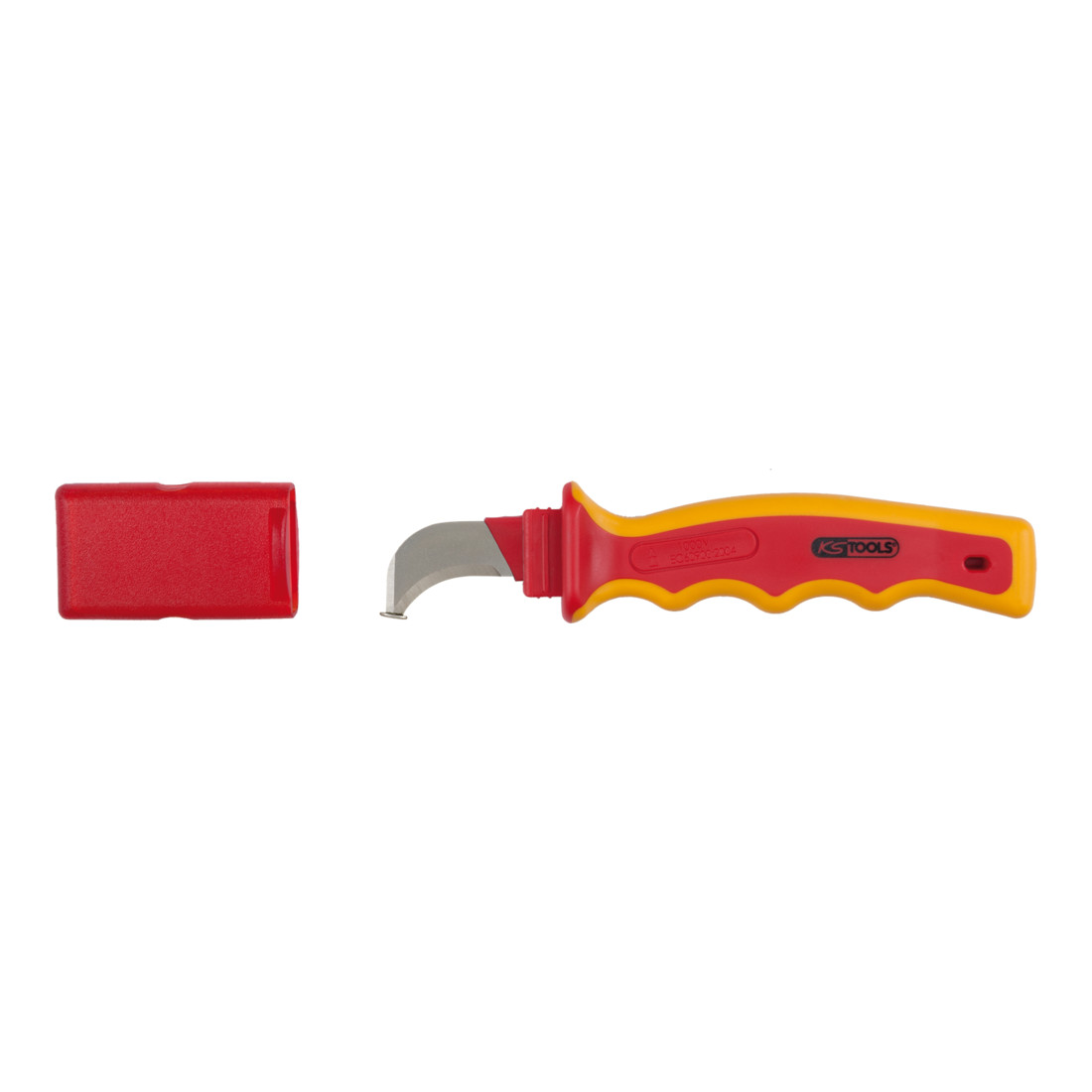 KS TOOLS Couteau à dénuder avec revêtement isolant et lame crochet, 200 mm