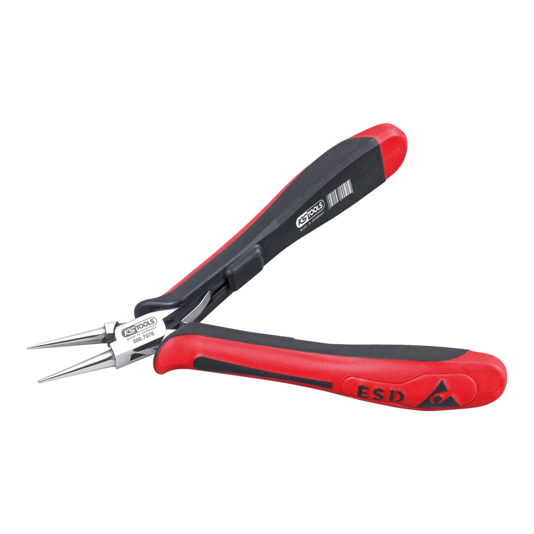 KS TOOLS Pince ESD ronde-droite-sans taille, 130 mm