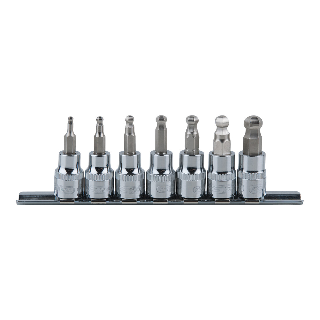 KS TOOLS 3/8' CHROMEplus Jeu de douilles à embouts pour vis 6 pans intérieur à tête sphérique, 7 pcs. 3-10 mm
