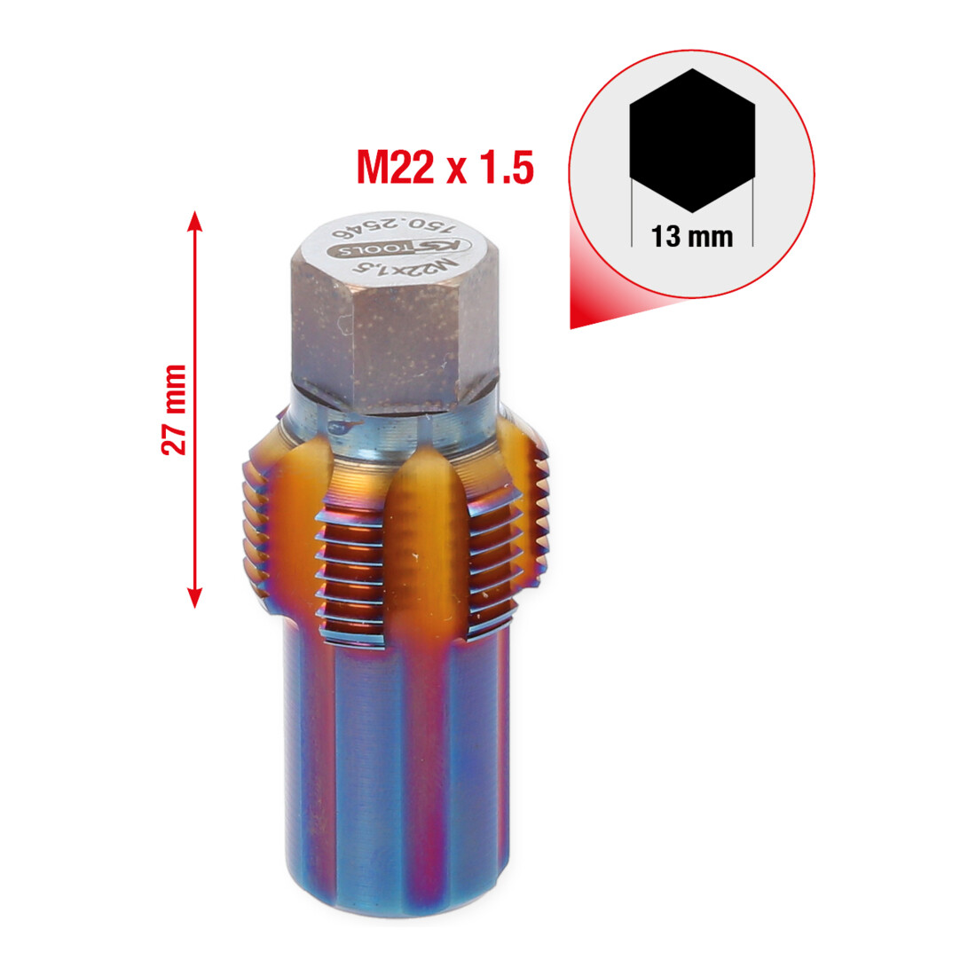 KS TOOLS Taraud avec boulon de guidage pour capteurs de filtres à particules M22x1,5