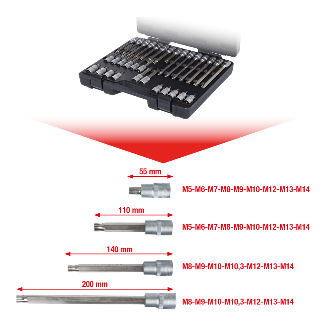 KS TOOLS 1/2' Jeu de douilles tournevis RIBE, 32 pcs.