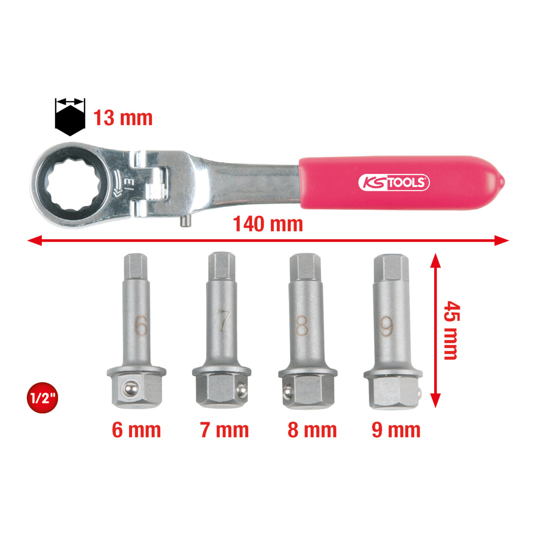 KS TOOLS 1/2' Jeu de douilles pour étrier de frein, 5 pcs.