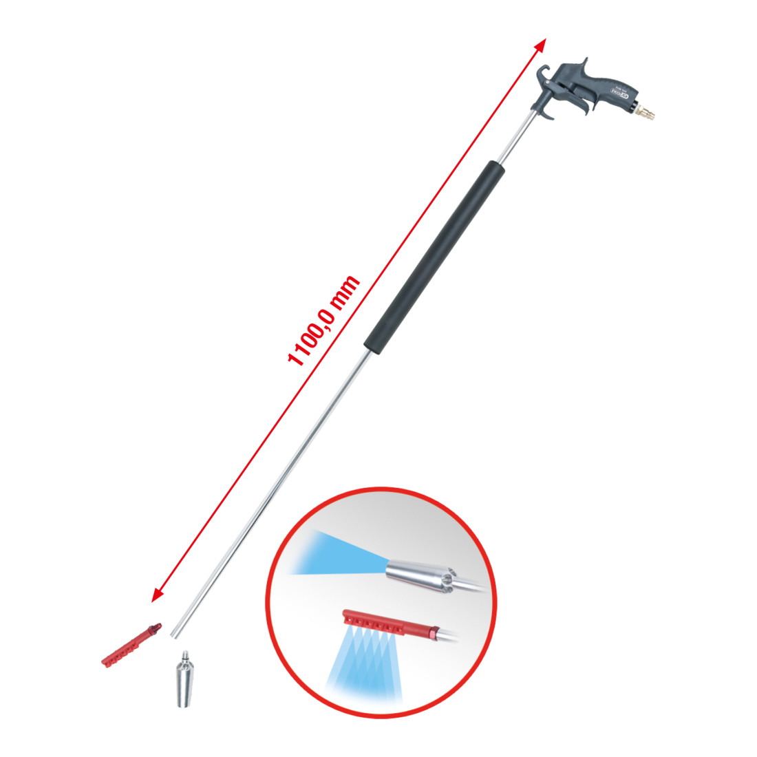KS TOOLS Pistolet à air comprimé , version longue, 3 pièces