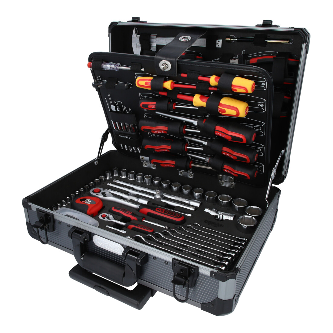 KS TOOLS Coffret de douilles et cliquets 1/4' + 1/2', 130 pcs