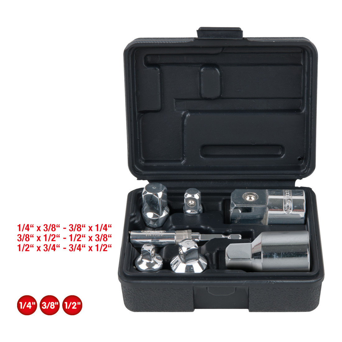 KS TOOLS 1/4'+3/8'+1/2'+3/4' Jeu d'augmentateurs réducteurs CHROMEplus, 7 pcs.