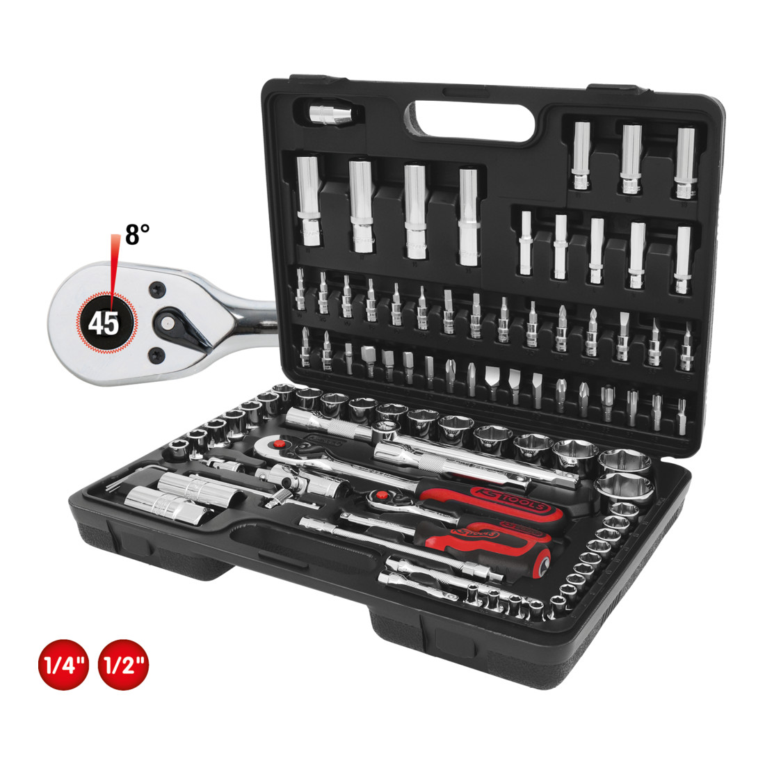 KS TOOLS Coffret de douilles 1/4' + 1/2' CHROMEplus (96 pièces)
