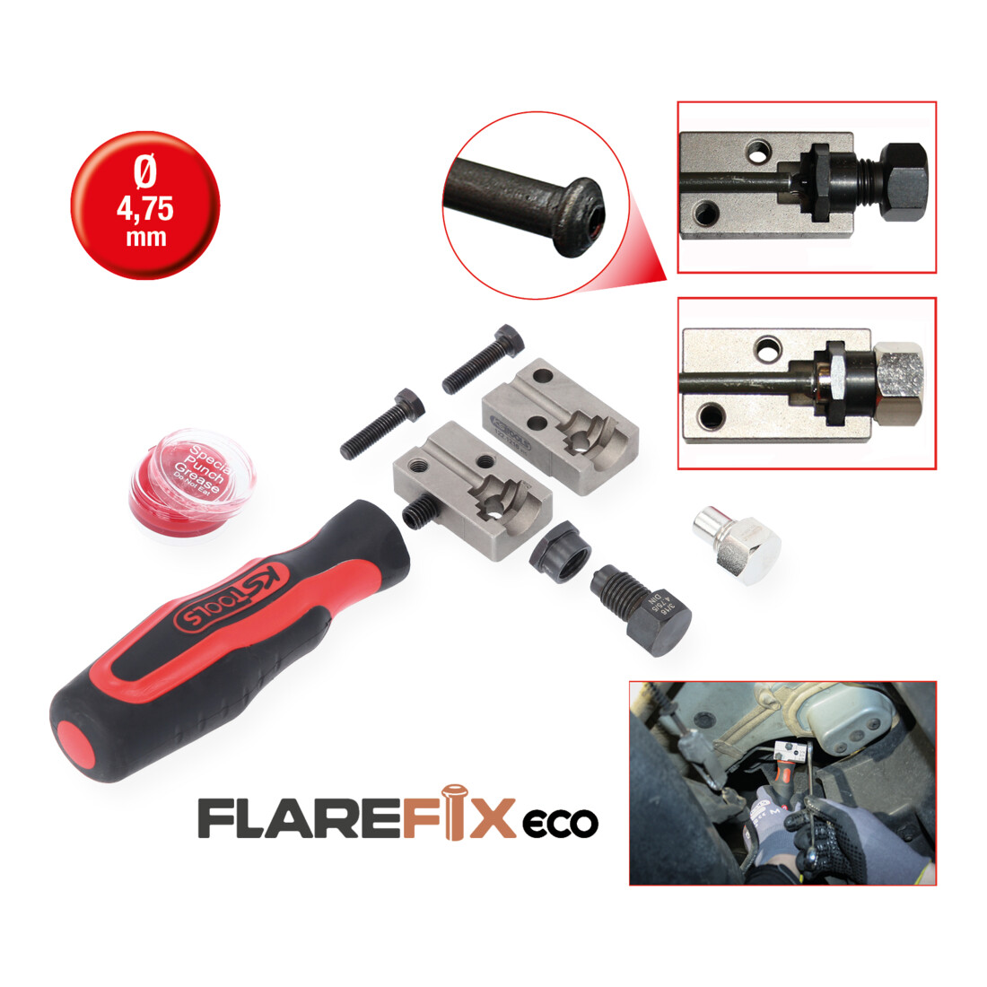 KS TOOLS kit d'appareils à collets pour circuit de frein universel FLAREFIXeco
