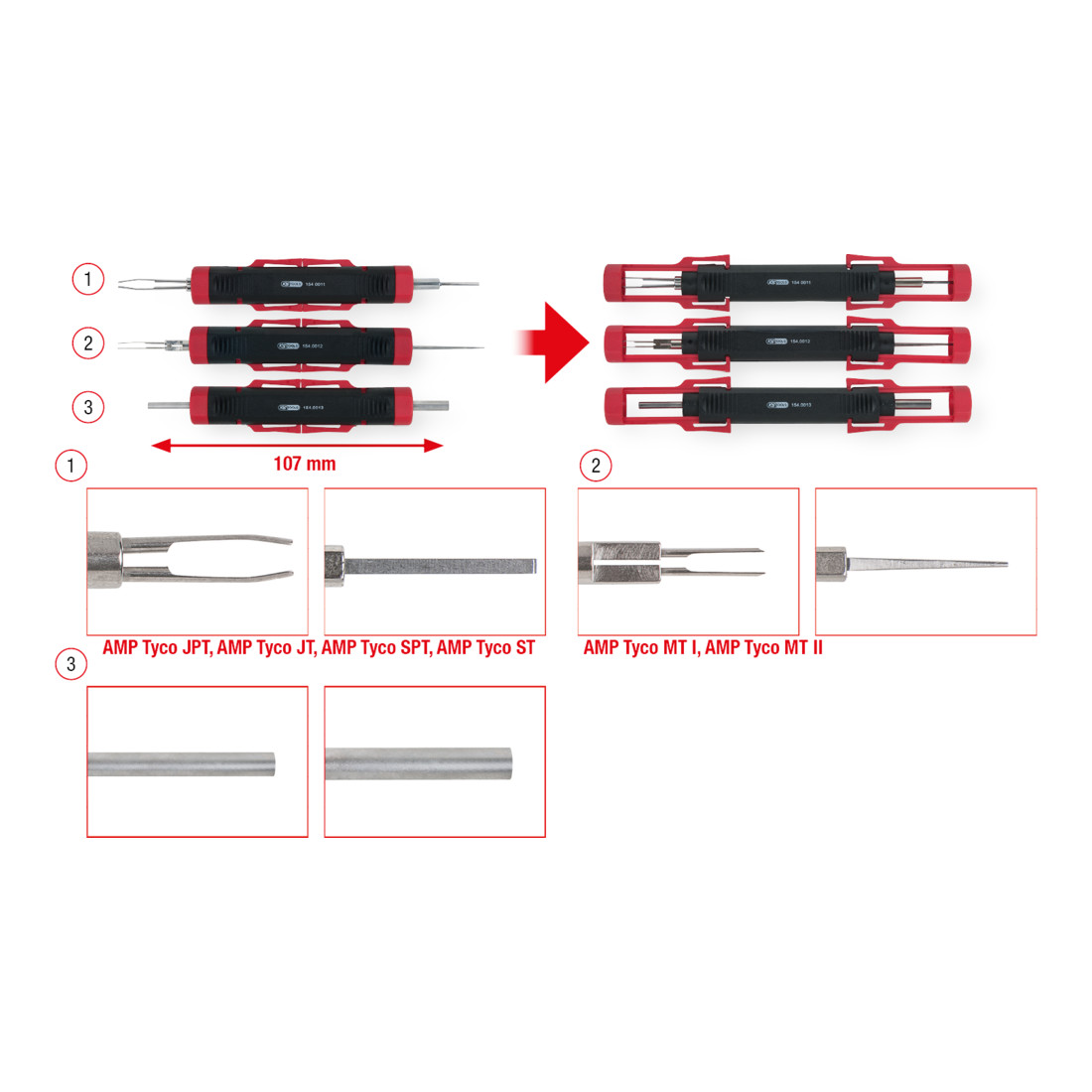 KS TOOLS Assortiment d'extracteurs de câbles universels, 3 pcs