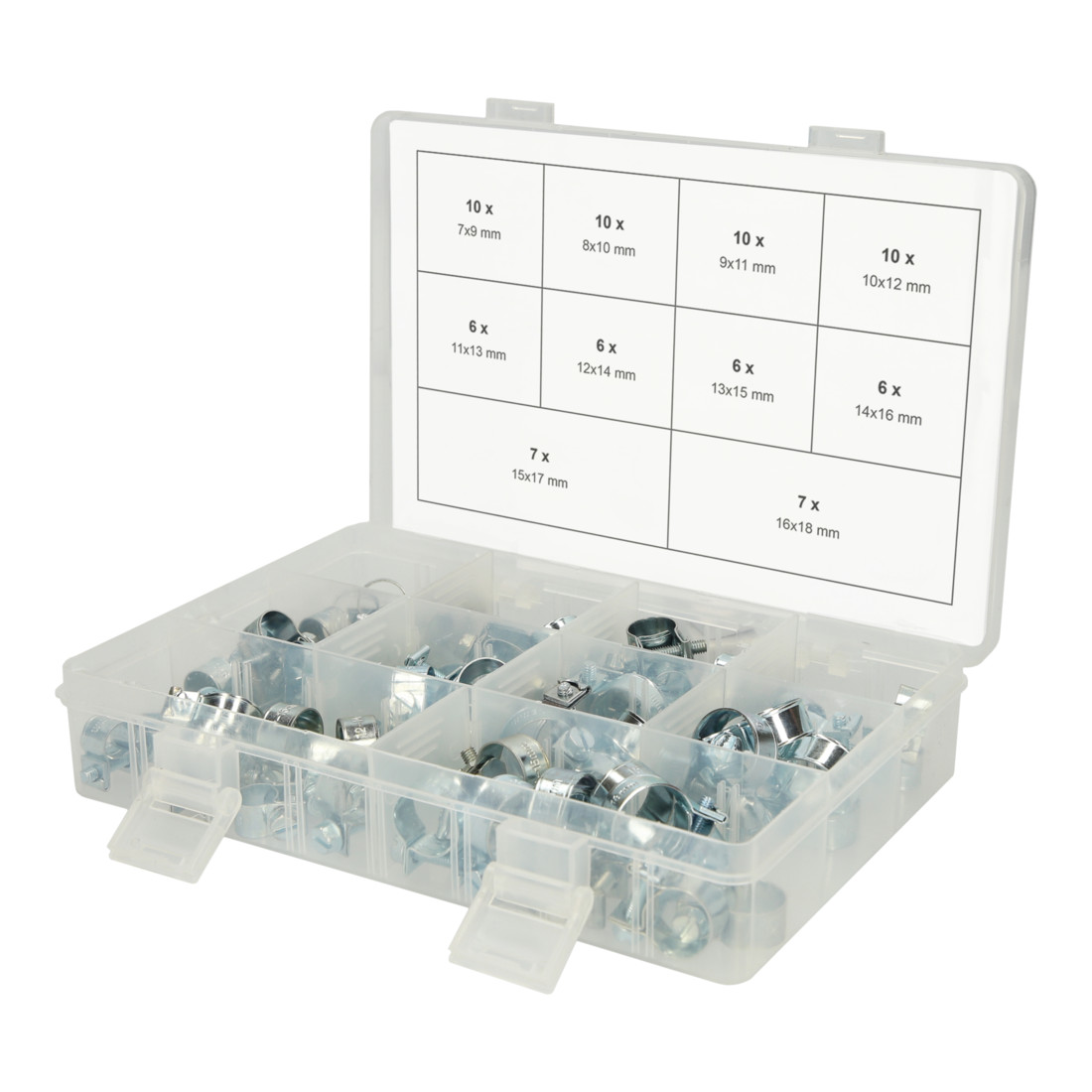 KS TOOLS Assortiment de mini colliers de serrage , Ø 7-18mm, 78 pcs.