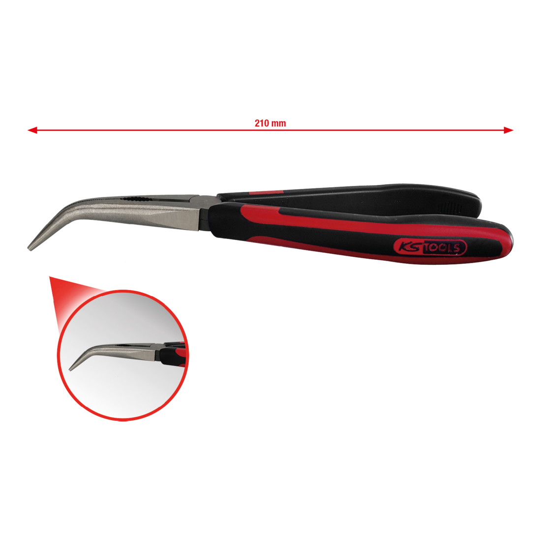 KS TOOLS SlimPOWER Pince à becs plats, coudée, 210 mm