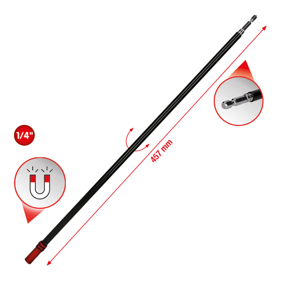 KS TOOLS Porte-embout magnétique à changement rapide avec manchon à roue libre 1/4 de pouce, extra long