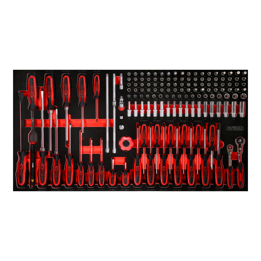 KS TOOLS Jeu de clés à douille et de tournevis 1/4' dans insert en mousse, 146 pcs