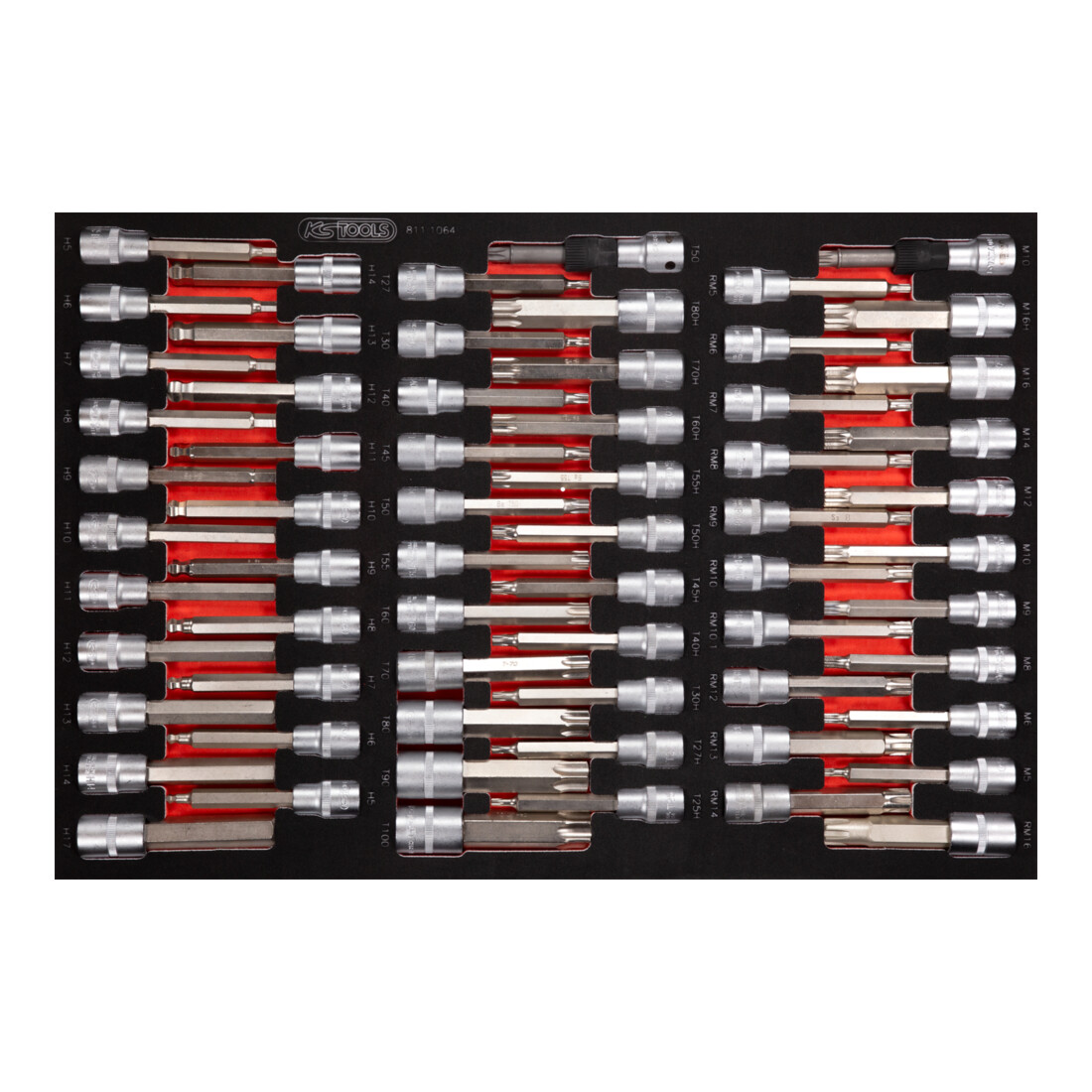 KS TOOLS Jeu de douilles tournevis 1/2' dans insert en mousse, 64 pcs