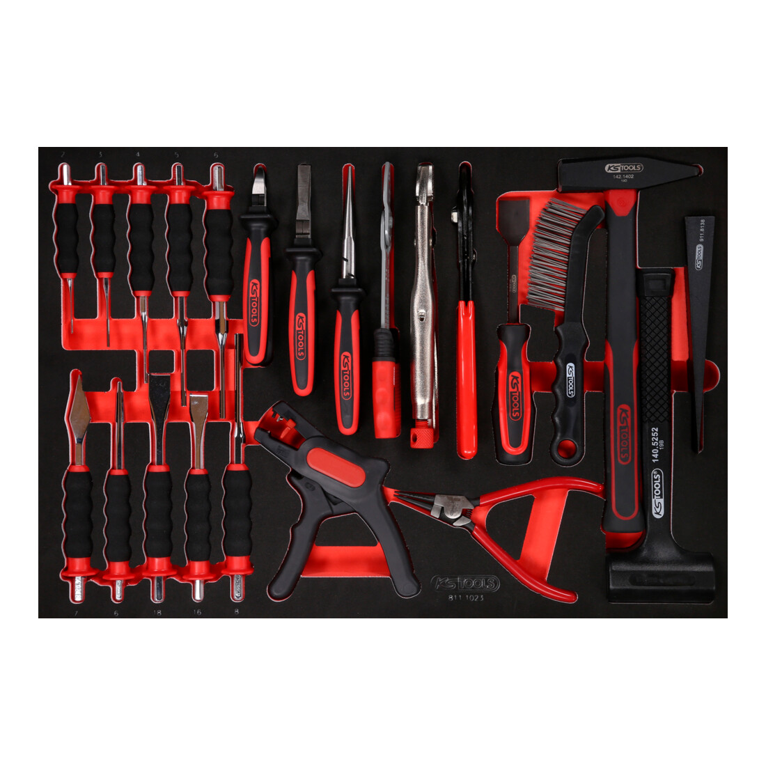 KS TOOLS Jeu de pinces/marteaux/burins, 23 pcs