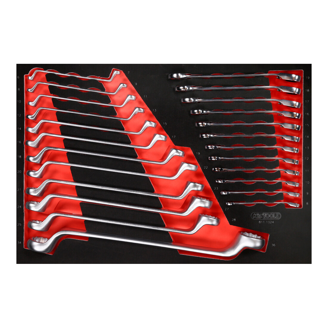 KS TOOLS Jeu de clés à molette dans insert en mousse, 24 pcs