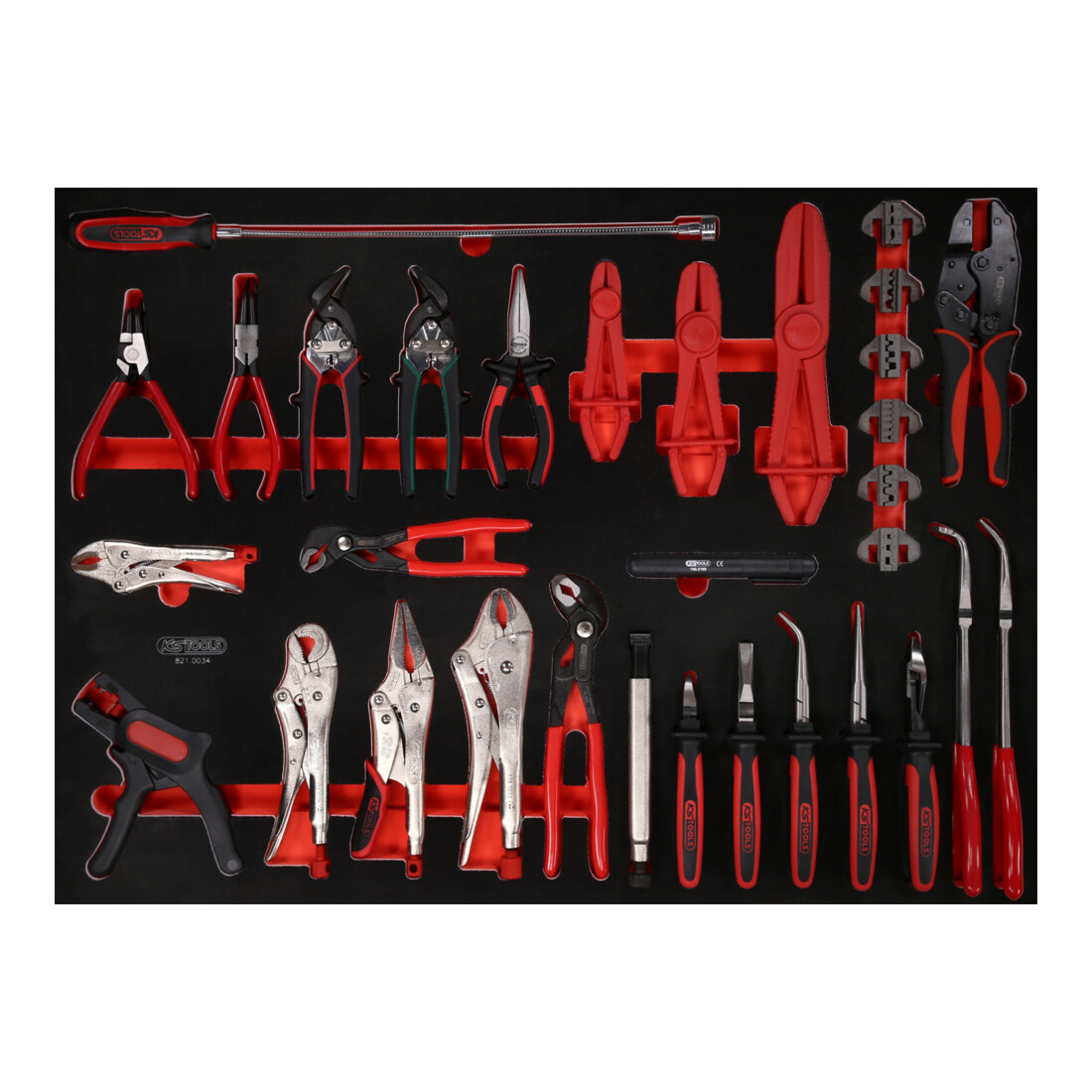 KS TOOLS Jeu de pinces dans insert en mousse, 34 pcs