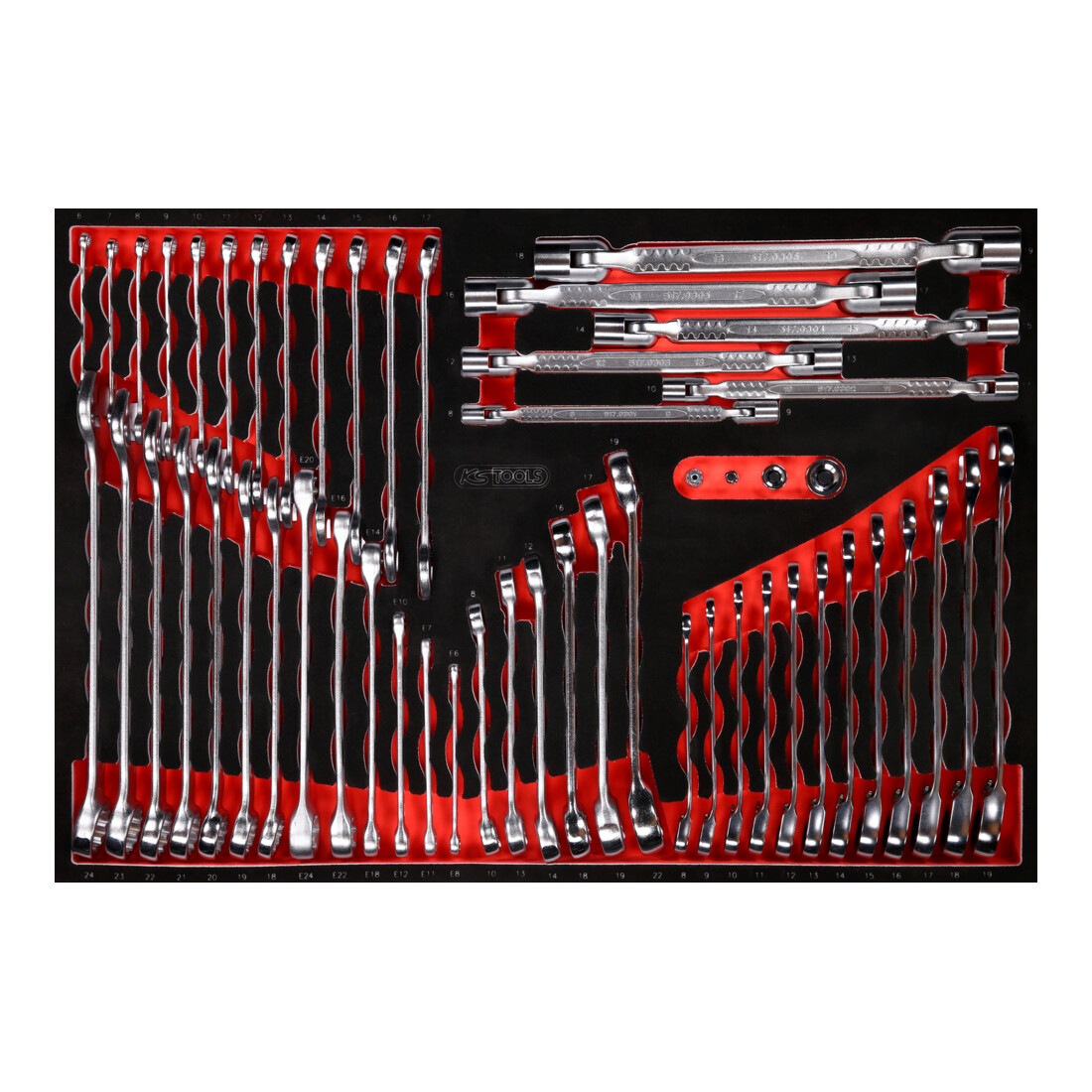 KS TOOLS Jeu de clés à molette dans insert en mousse, 53 pcs