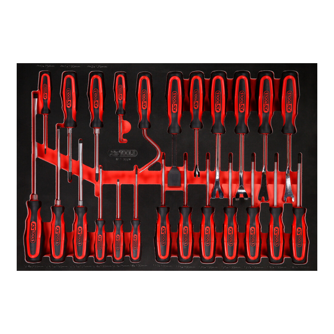 KS TOOLS Jeu de tournevis dans insert en mousse, 24 pcs