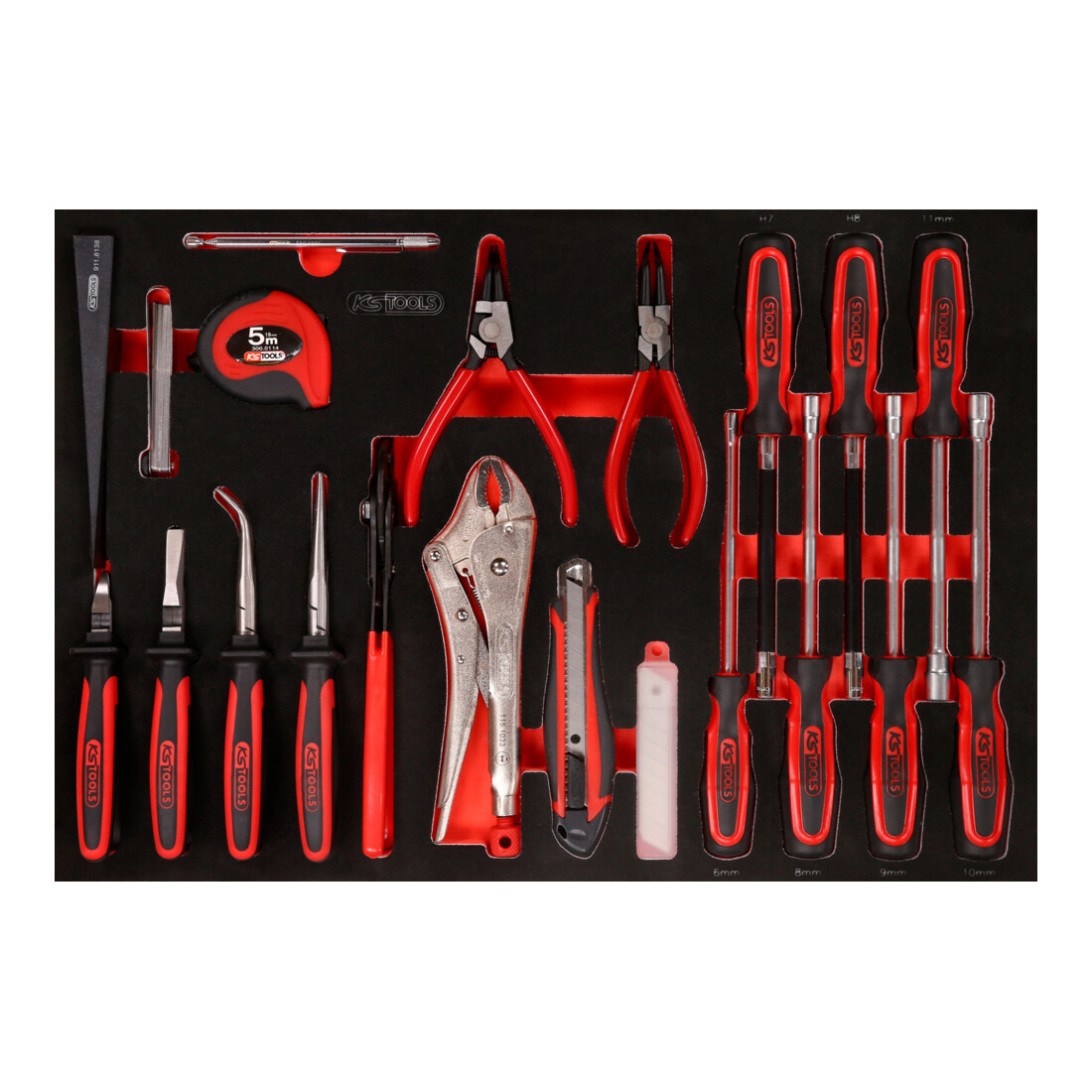 KS TOOLS Jeu de tournevis et pinces dans insert en mousse, 32 pcs