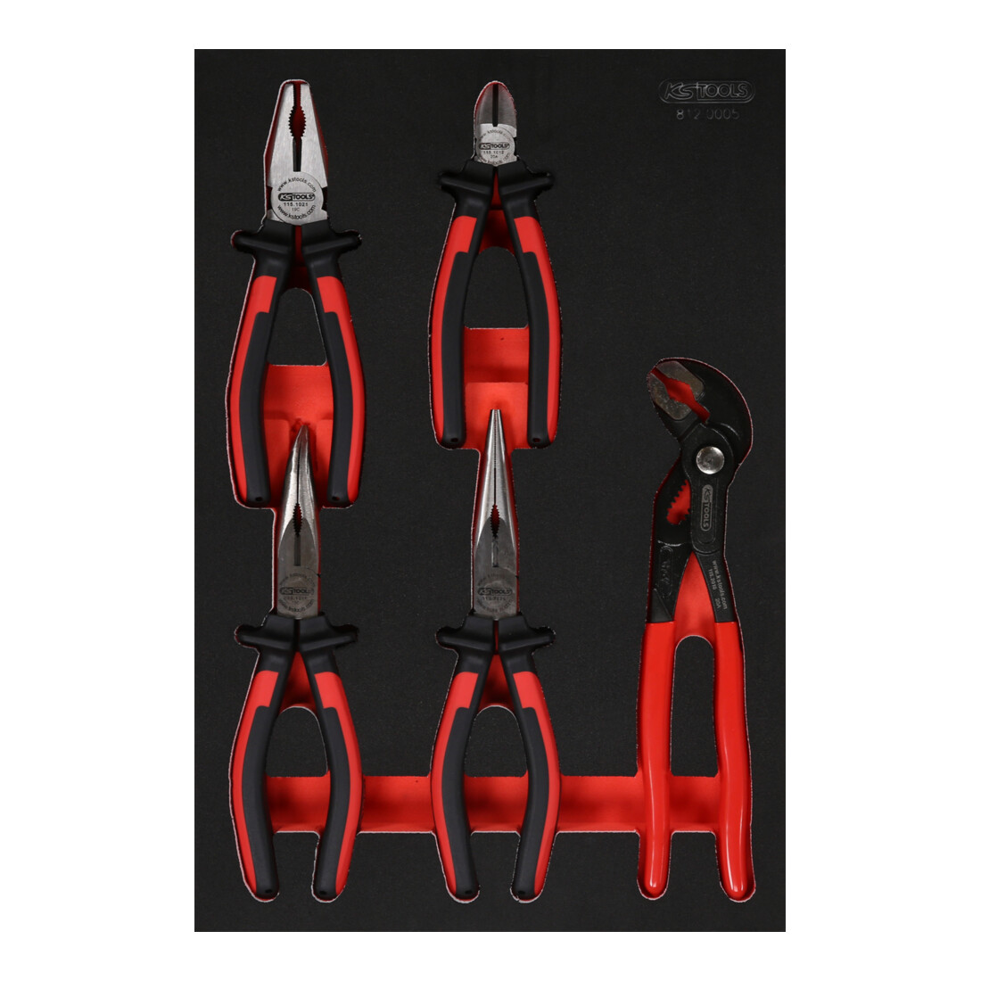 KS TOOLS Jeu de pinces dans insert en mousse, 5 pcs