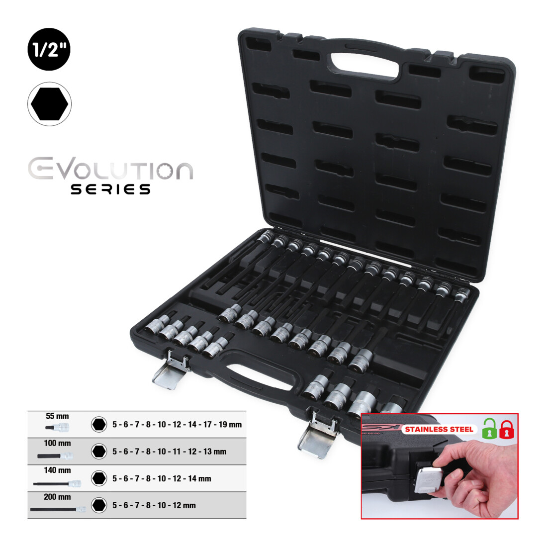 KS TOOLS Jeu de douilles à embout 1/2' pour vis à six pans creux 30 pcs
