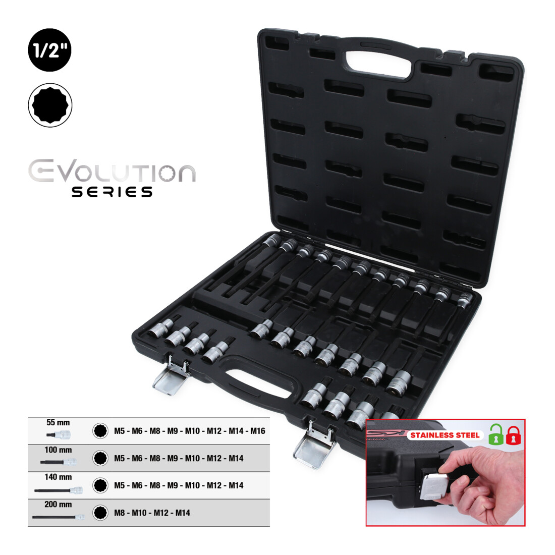 KS TOOLS Jeu de douilles à embout 1/2' pour vis à denture multiple (XZN) 26 pcs