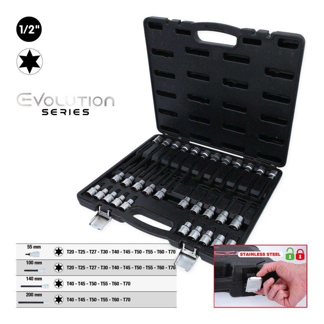 KS TOOLS Jeu de douilles à embout 1/2' pour vis Torx® 32 pcs