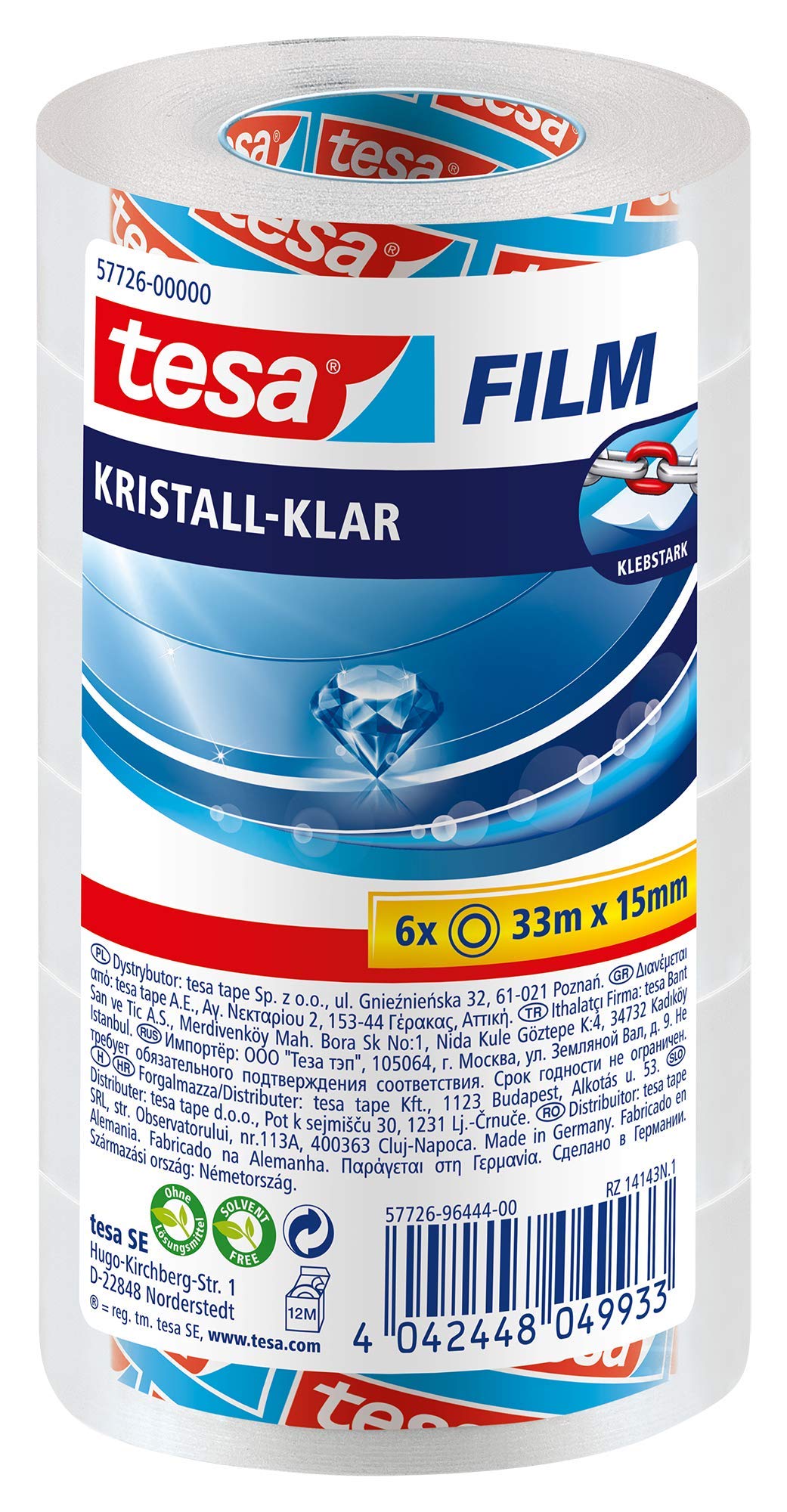 TEAC tesafilm C+C kristall-klar 6 Rollen 33m x 15mm transp.