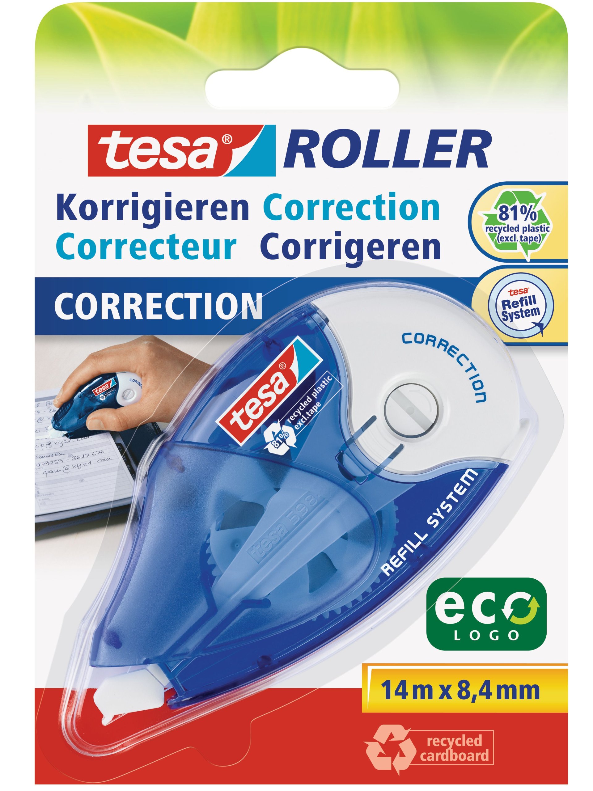 TEAC tesa Korrekturroller ecoLogo nachfüllbar blau