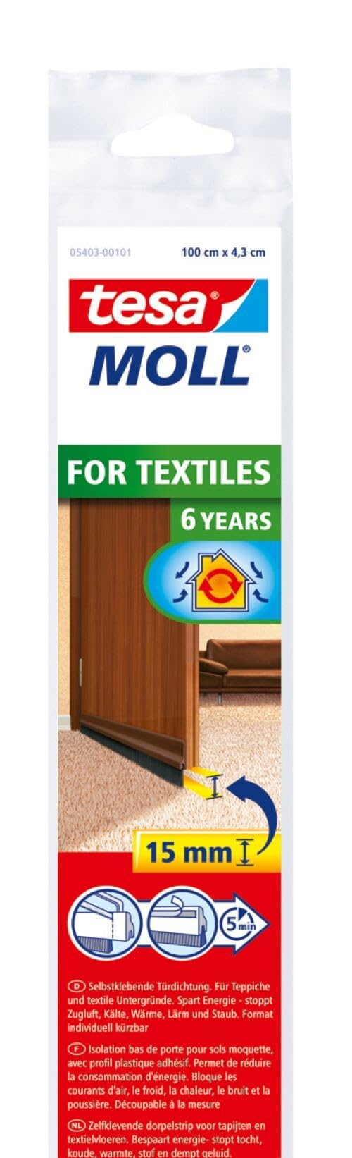 TEAC tesamoll Türdichtung für Textilböden 1m x 43mm braun