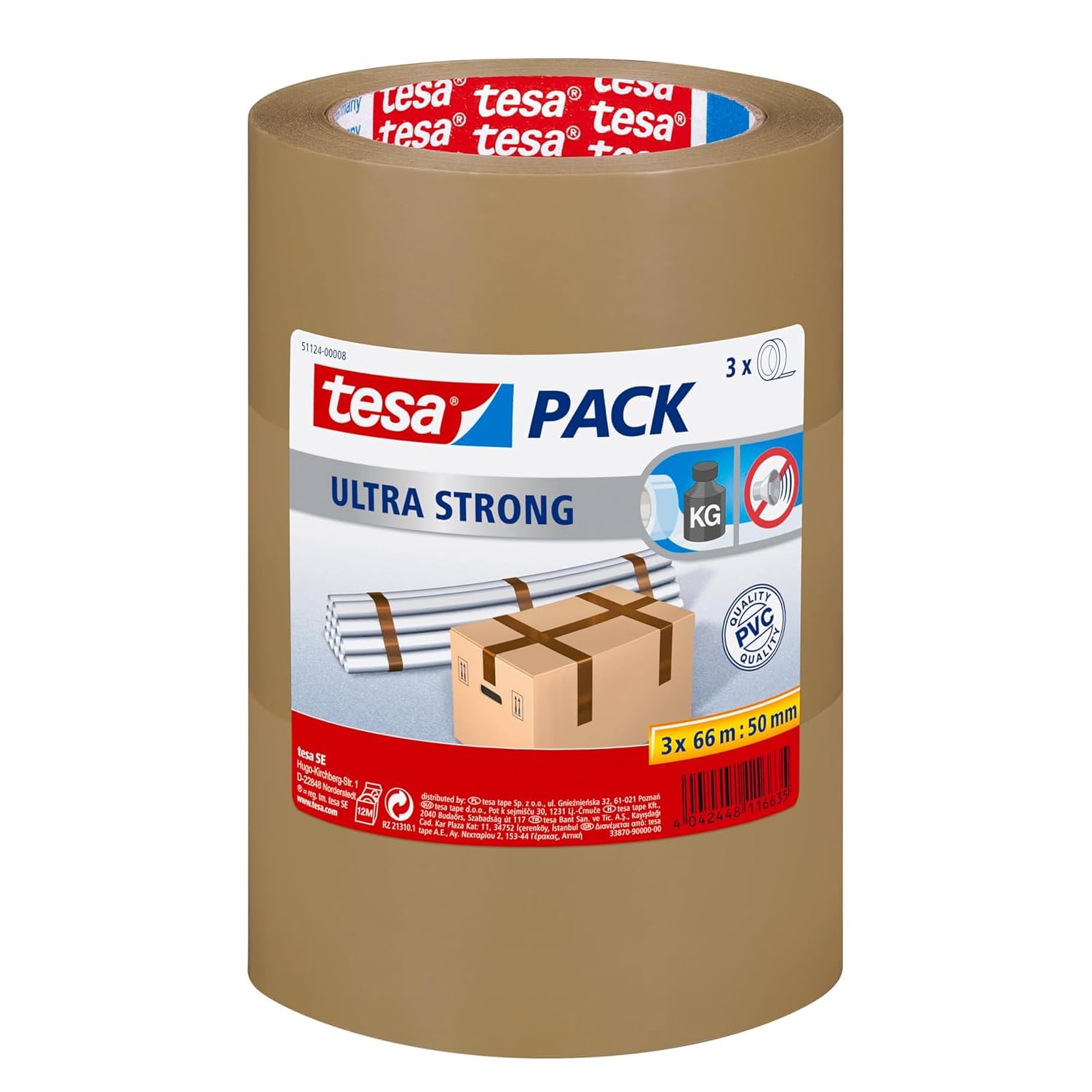 TEAC tesapack Paketband 3 Rollen braun