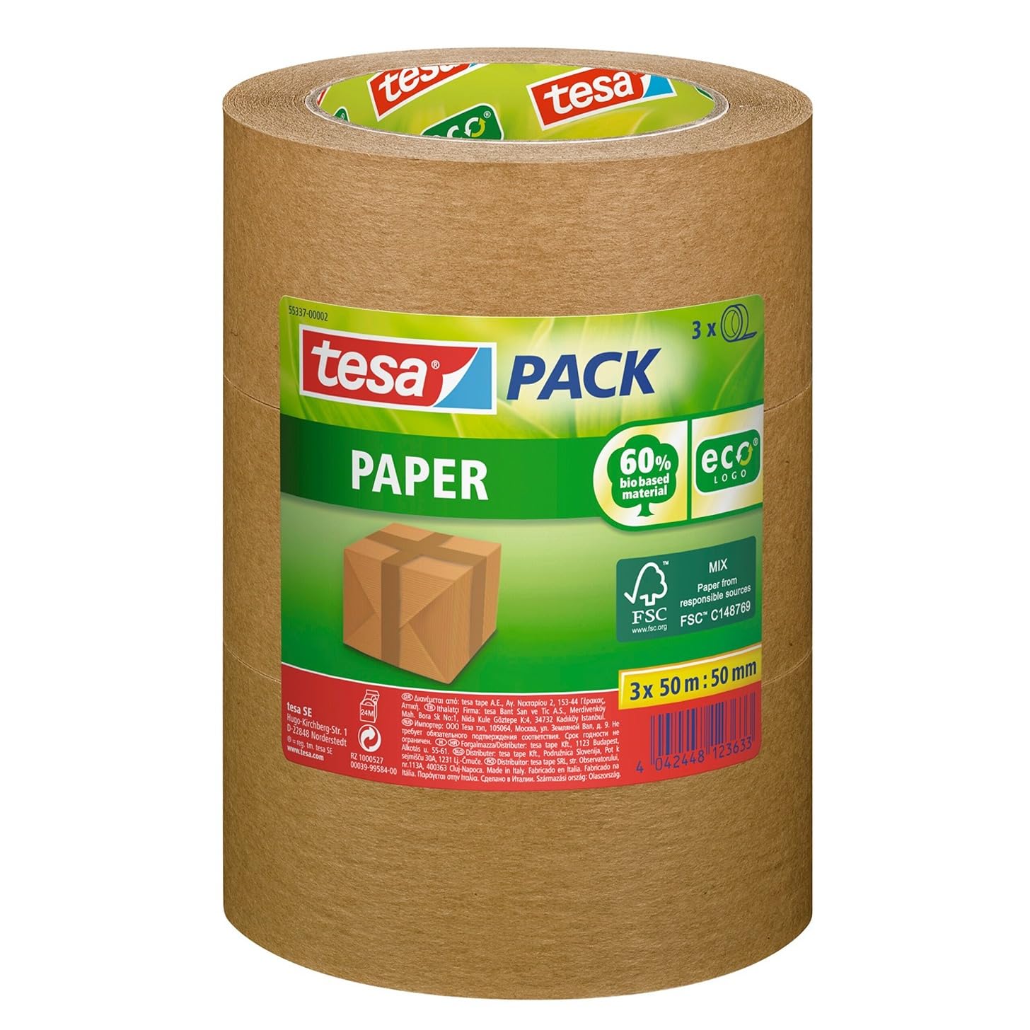TEAC tesapack Verpackungsband Paper ecoLogo 50m x 50mm