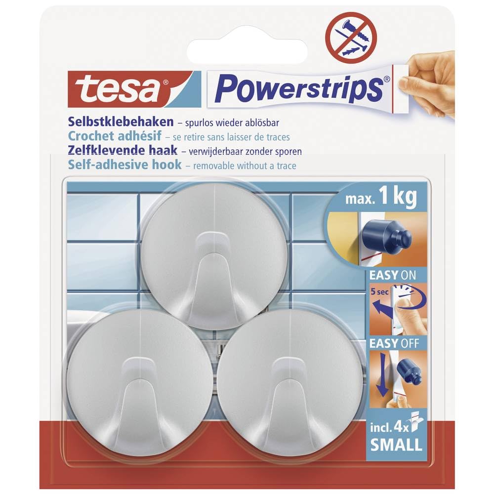 TEAC tesa Powerstrips Haken S Rund matt-chrom