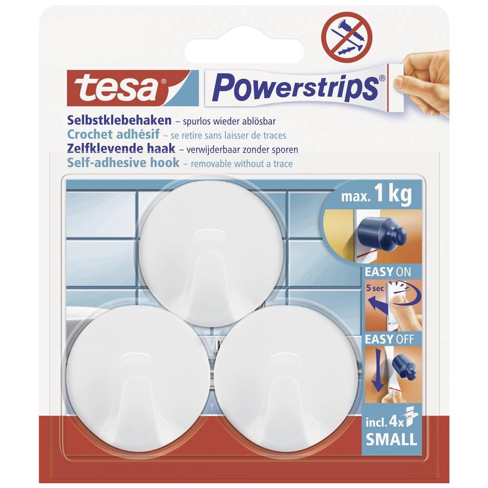 TEAC tesa Powerstrips Haken S Rund weiß