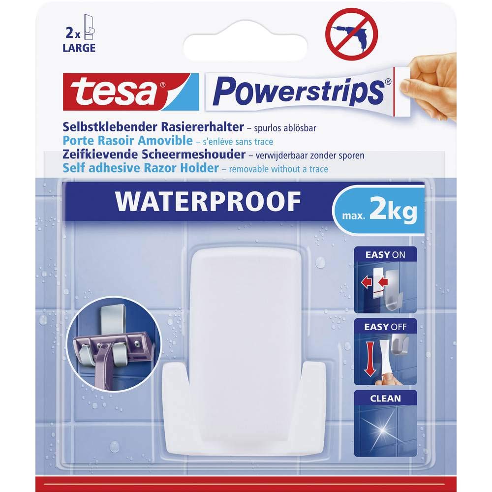 TEAC tesa Powerstrips Waterproof Rasiererhalter Wave weiß