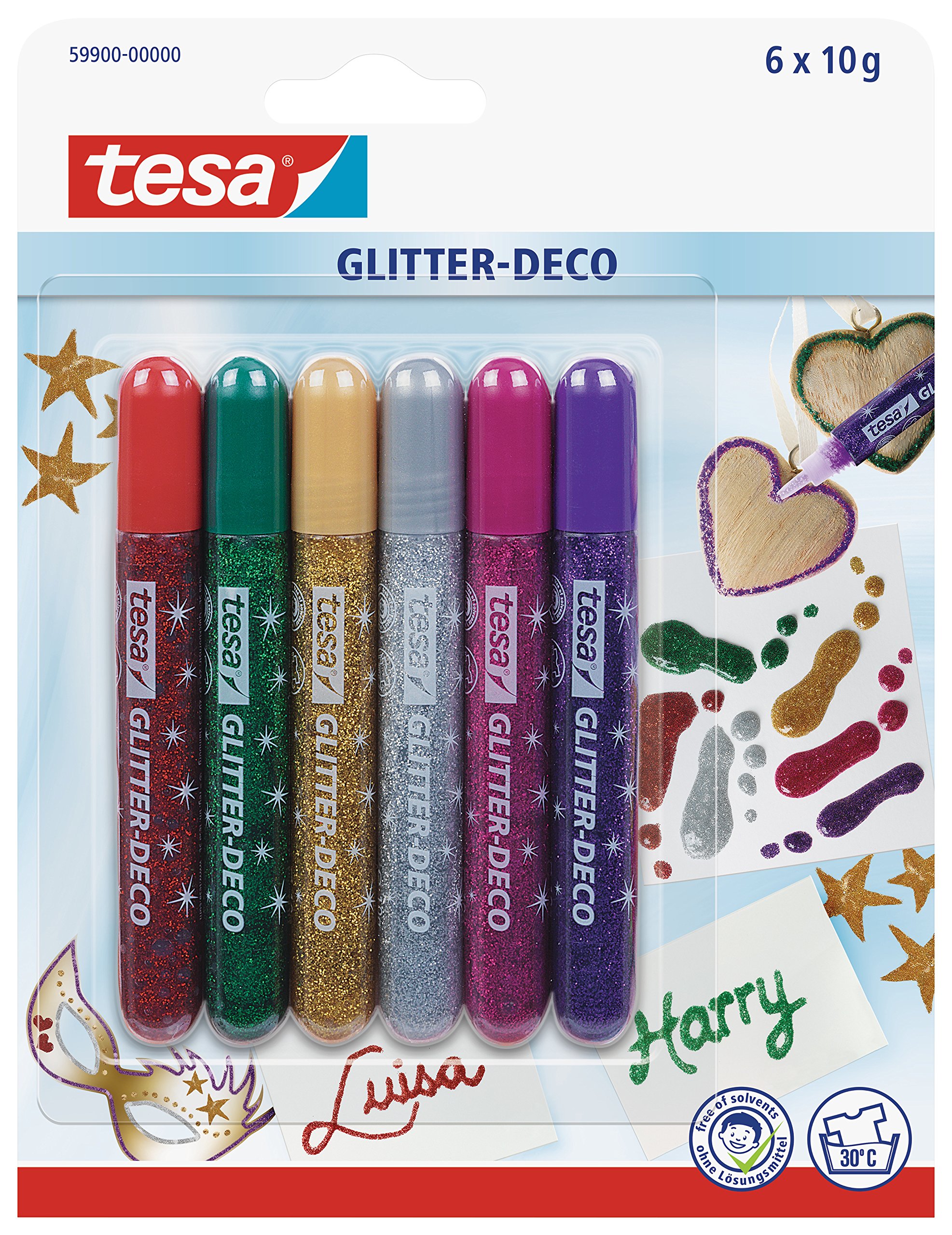 TEAC tesa Glitter Glitzerstifte 6Stk versch. Farben