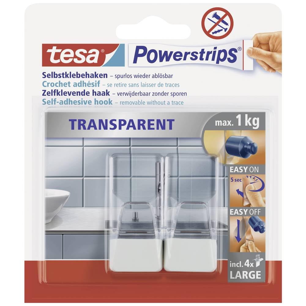 TEAC tesa Powerstrips Haken L weiß-transparent