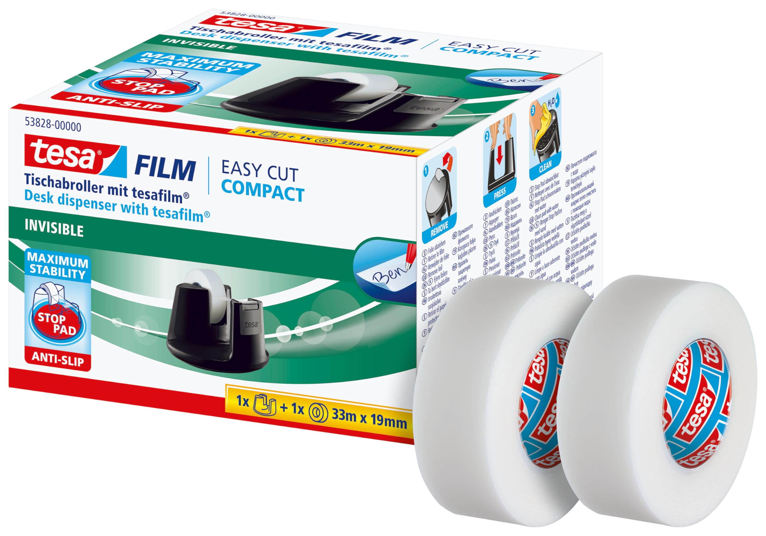 TEAC tesafilm Invisible 3 Rollen + Compact 33m x 19mm transp.