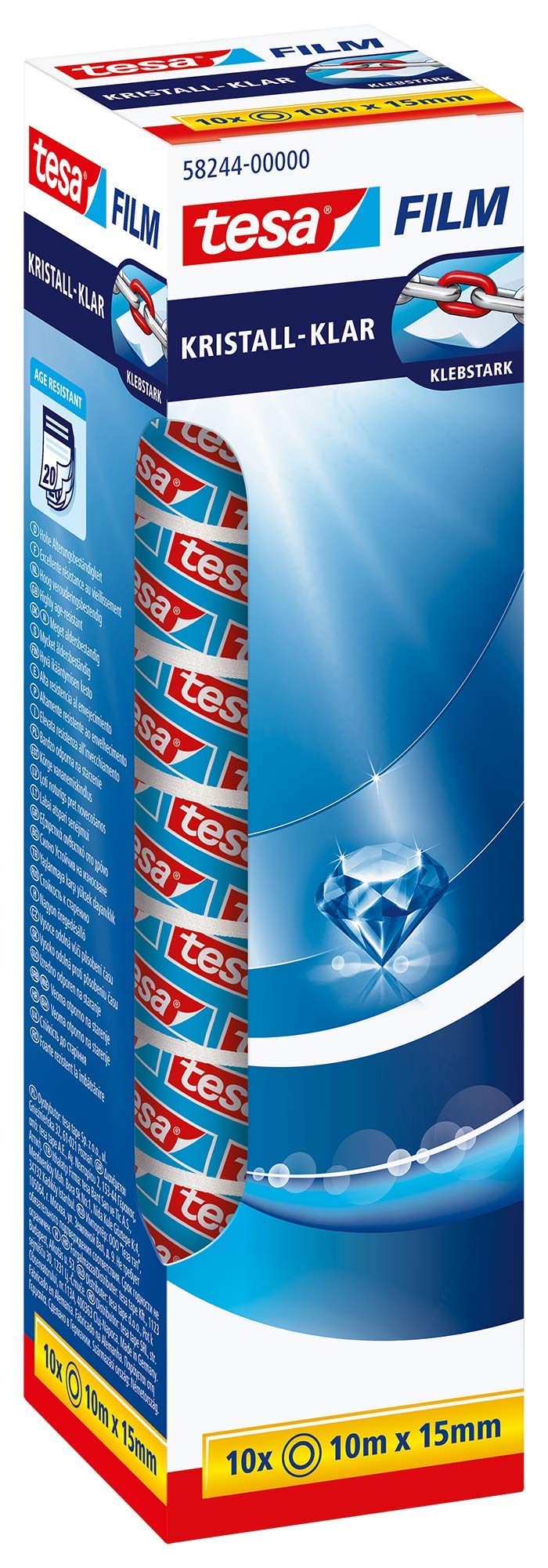 TEAC tesafilm 10 Rollen 10m x 15mm kristall-klar