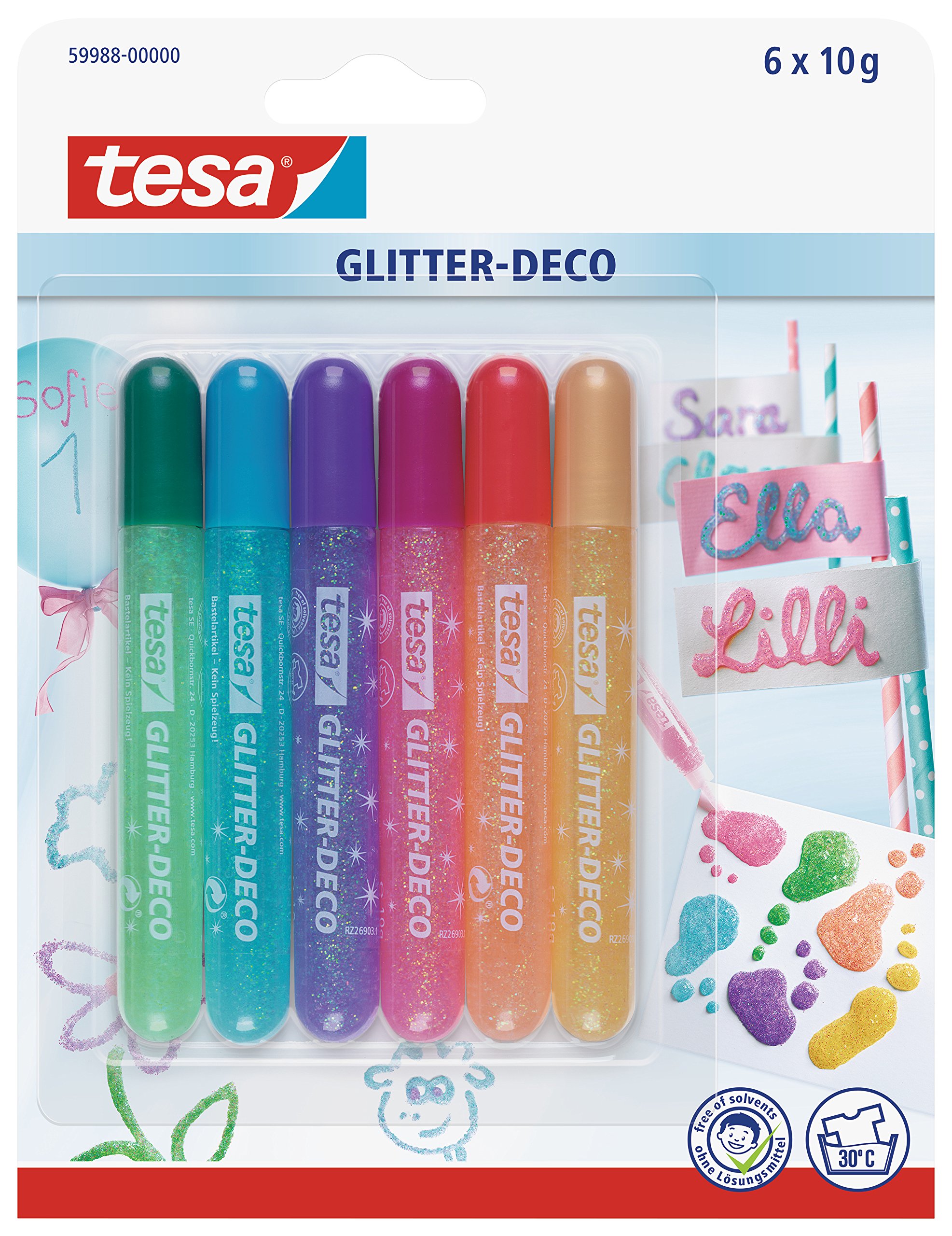 TEAC tesa Glitter Glitzerstifte 6Stk versch. Farben