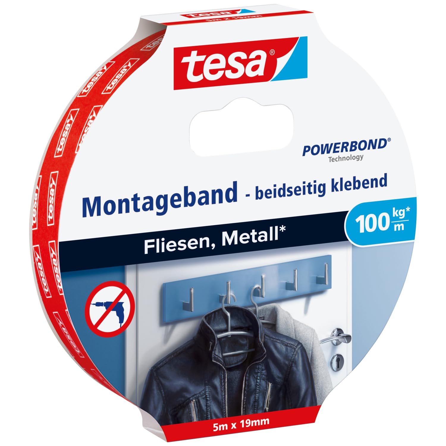 TEAC tesa Montageband Fliesen&Metall 100kg 5m x 19mm