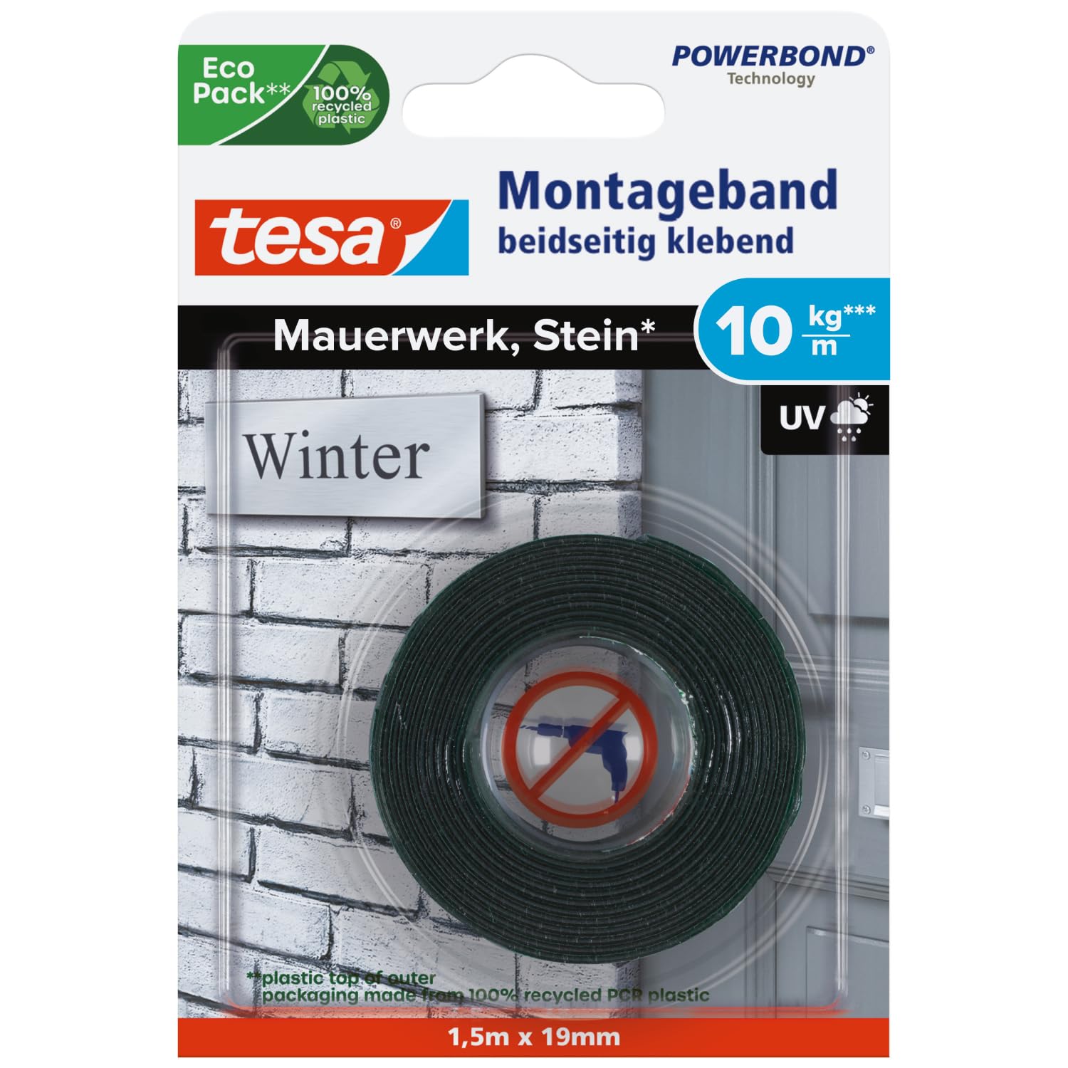 TEAC tesa Montageband Mauerwerk&Stein 10kg 1.5m x 19mm