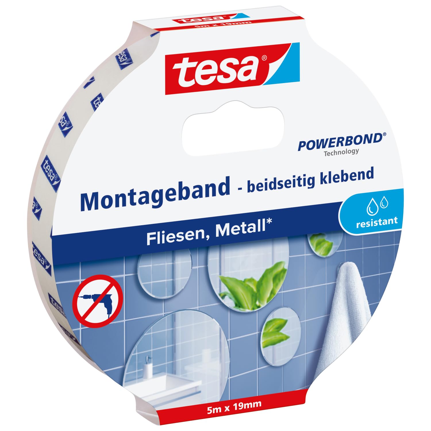 TEAC tesa Montageband Fliesen&Metall wasserdicht 1.5m x 19mm
