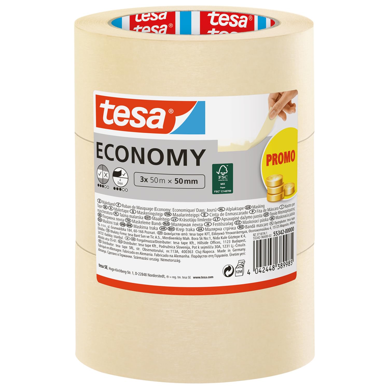 TEAC tesa Malerband Economy 3x 50m x 50mm