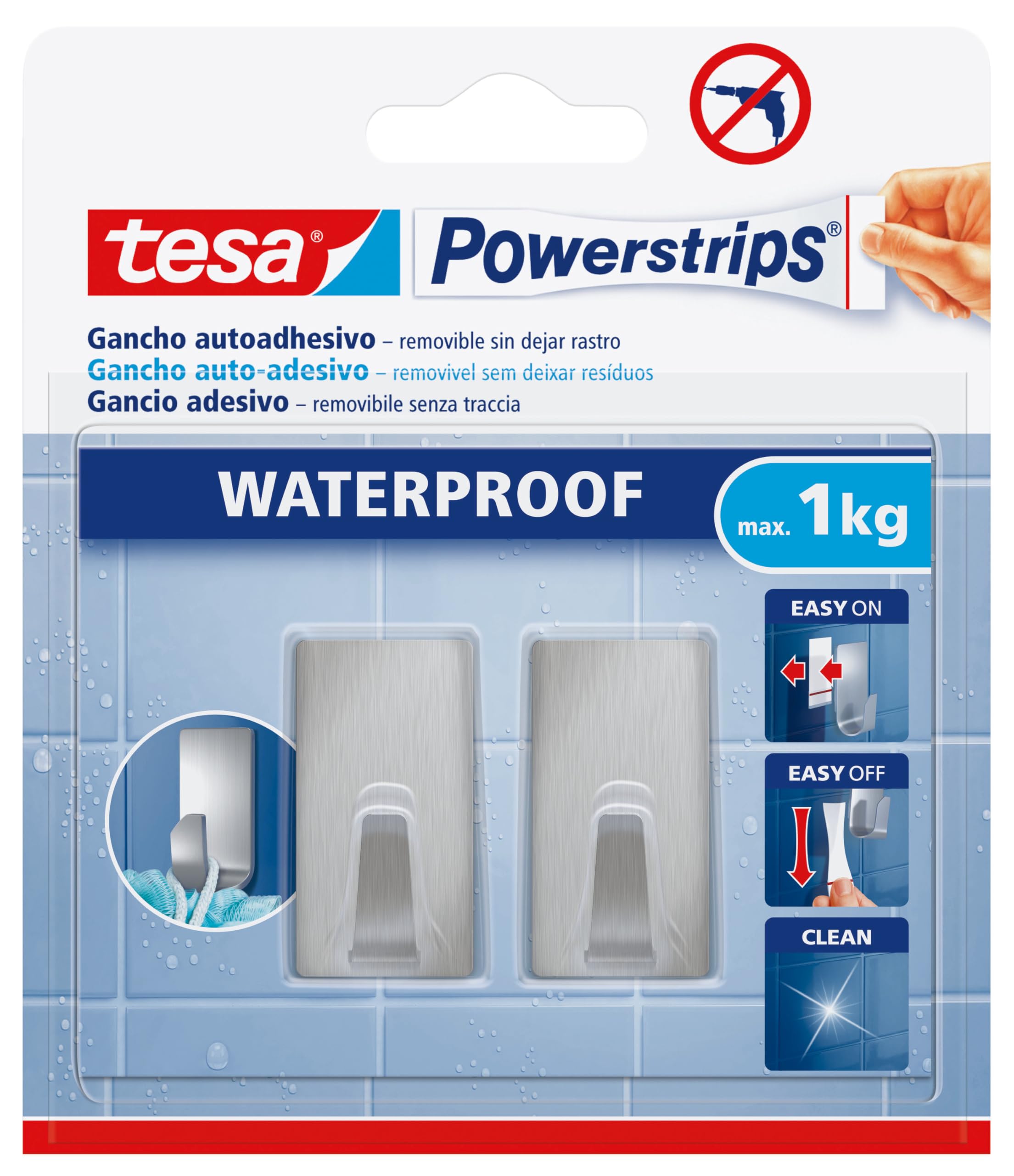 TEAC tesa Powerstrips Waterproof Haken S metall rechteckig